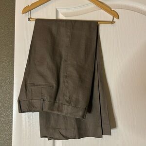 Khaki straight leg pants.